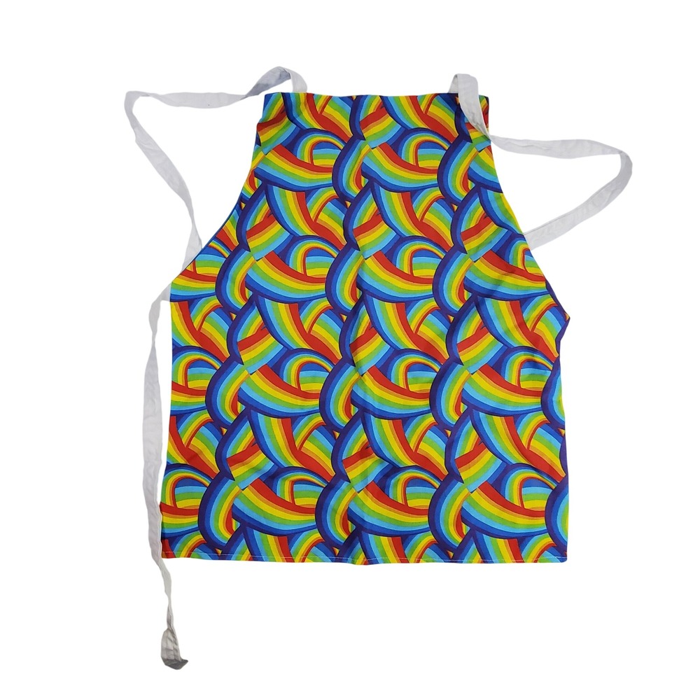 Rainbow Swirl Bib Apron Multicolor Abstract Pride Kitchen Baking Crafting